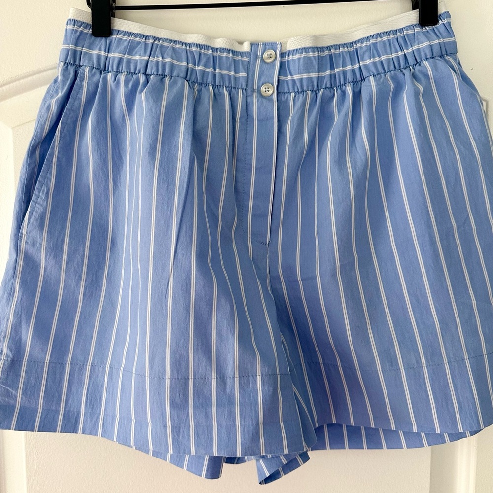 Light Blue Striped Women's Shorts